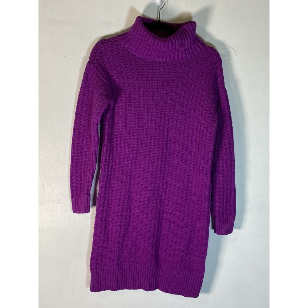 Banana Republic Ribbed Sweater Dress Turtleneck Cozy Chunky Knit‎ M Cotton Wool
